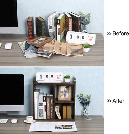 Mass Desktop Bookshelf Freestanding Wooden Countertop Bookcase Accessories Organizer Display Rack Dorm Desk Storage Shelf