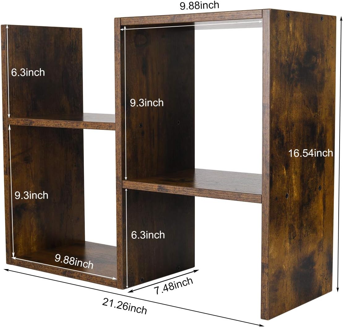 Mass Desktop Bookshelf Freestanding Wooden Countertop Bookcase Accessories Organizer Display Rack Dorm Desk Storage Shelf