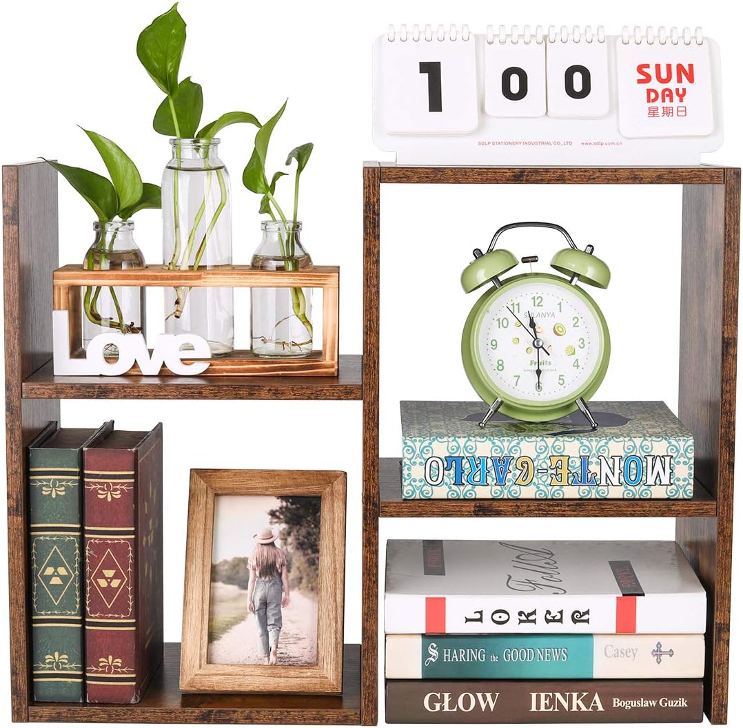 Mass Desktop Bookshelf Freestanding Wooden Countertop Bookcase Accessories Organizer Display Rack Dorm Desk Storage Shelf
