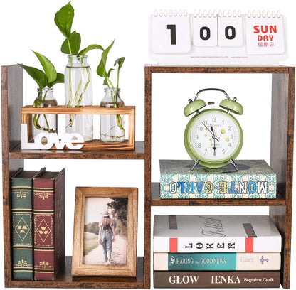Mass Desktop Bookshelf Freestanding Wooden Countertop Bookcase Accessories Organizer Display Rack Dorm Desk Storage Shelf