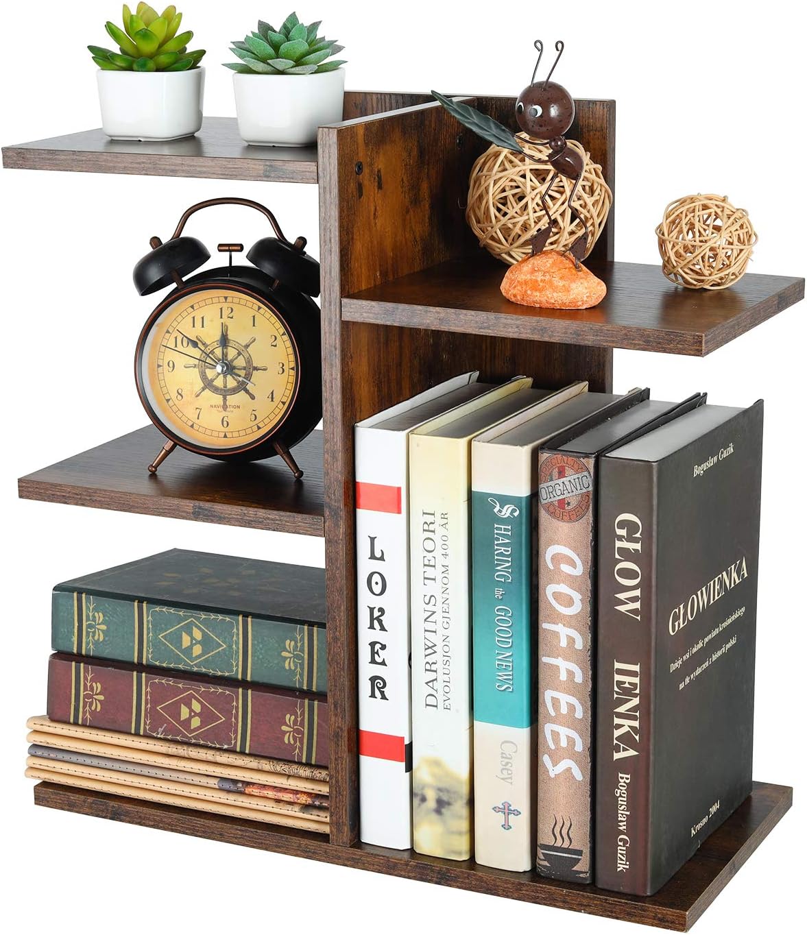 Mass Desktop Bookshelf Freestanding Wooden Countertop Bookcase Accessories Organizer Display Rack Dorm Desk Storage Shelf