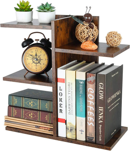 Mass Desktop Bookshelf Freestanding Wooden Countertop Bookcase Accessories Organizer Display Rack Dorm Desk Storage Shelf