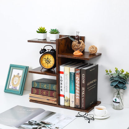 Mass Desktop Bookshelf Freestanding Wooden Countertop Bookcase Accessories Organizer Display Rack Dorm Desk Storage Shelf