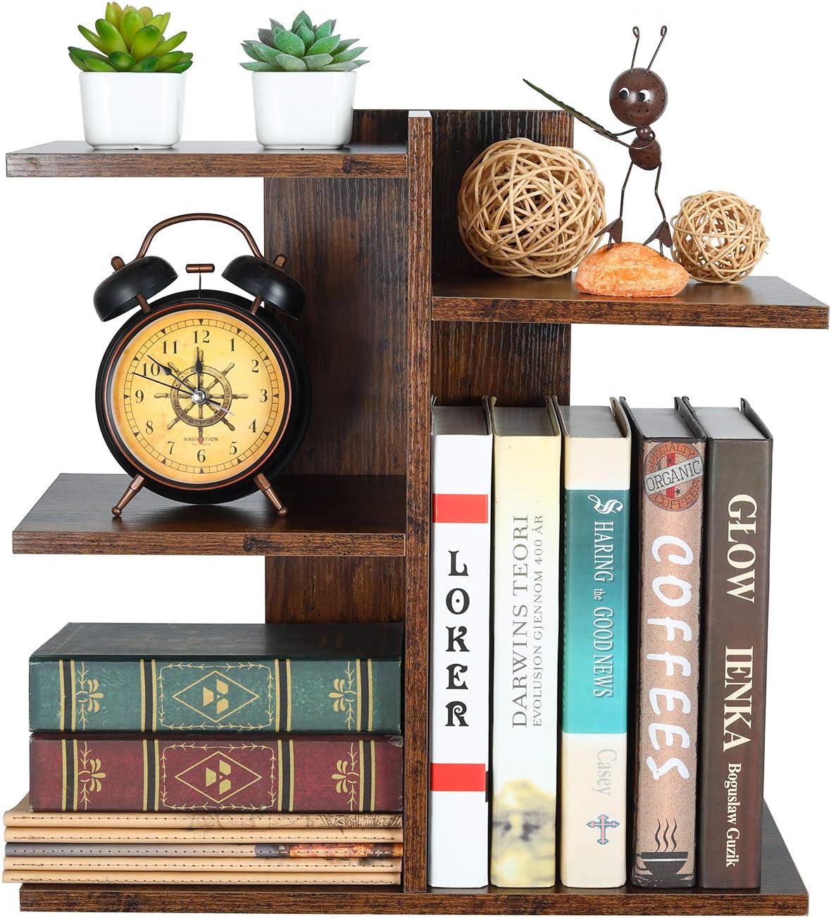 Mass Desktop Bookshelf Freestanding Wooden Countertop Bookcase Accessories Organizer Display Rack Dorm Desk Storage Shelf