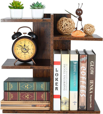 Mass Desktop Bookshelf Freestanding Wooden Countertop Bookcase Accessories Organizer Display Rack Dorm Desk Storage Shelf