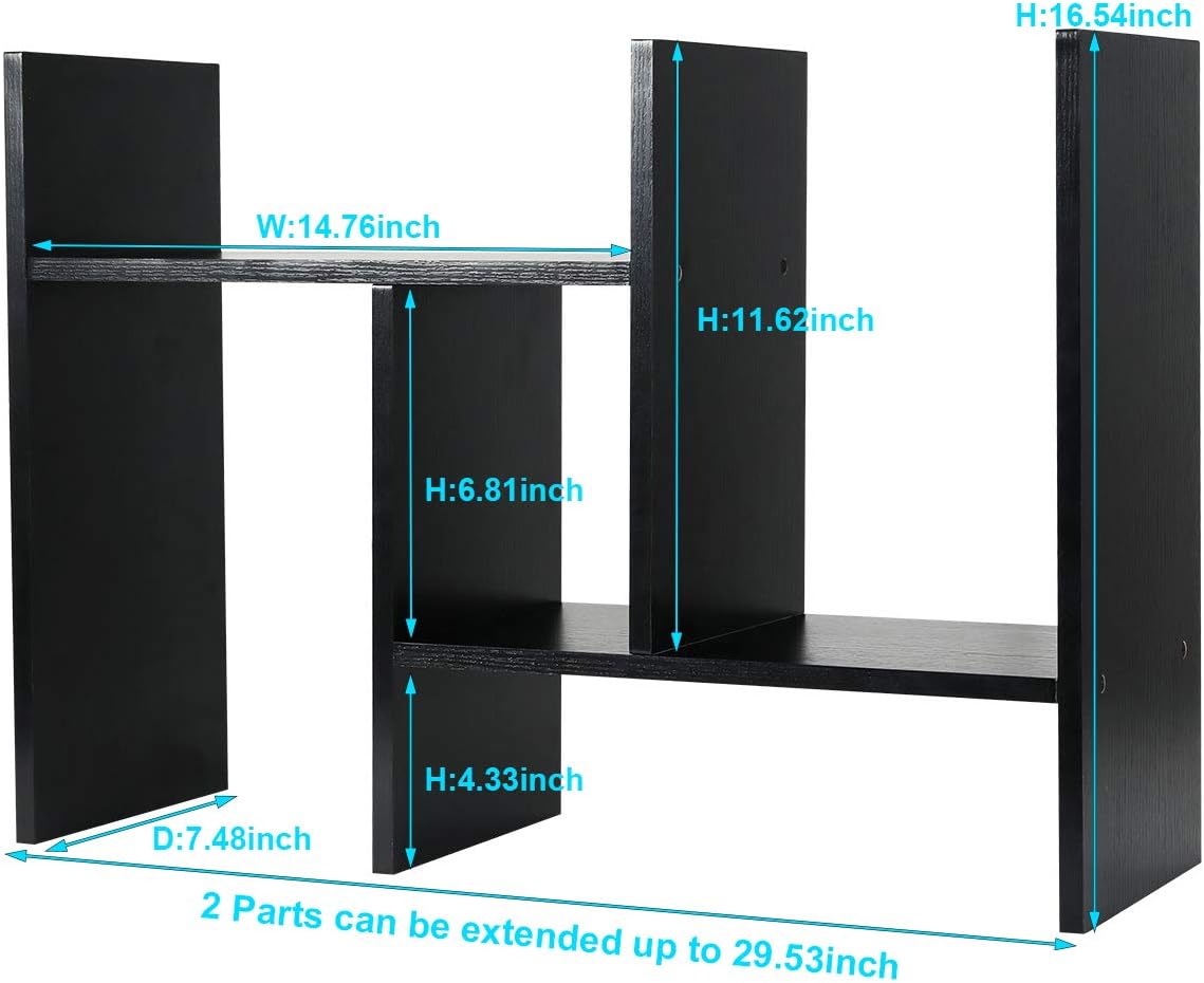 Mass Desktop Bookshelf Freestanding Wooden Countertop Bookcase Accessories Organizer Display Rack Dorm Desk Storage Shelf