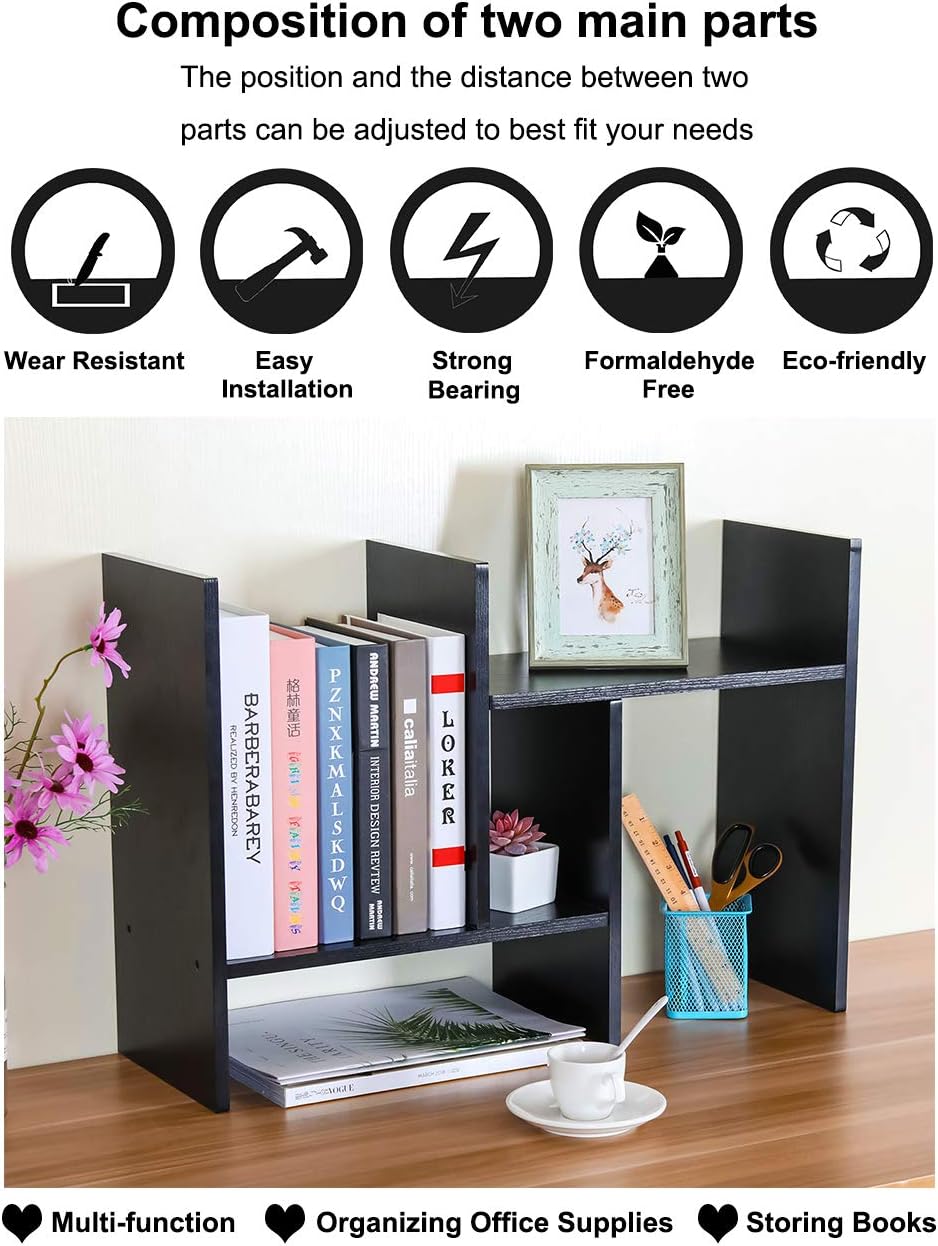 Mass Desktop Bookshelf Freestanding Wooden Countertop Bookcase Accessories Organizer Display Rack Dorm Desk Storage Shelf