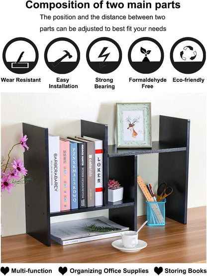 Mass Desktop Bookshelf Freestanding Wooden Countertop Bookcase Accessories Organizer Display Rack Dorm Desk Storage Shelf