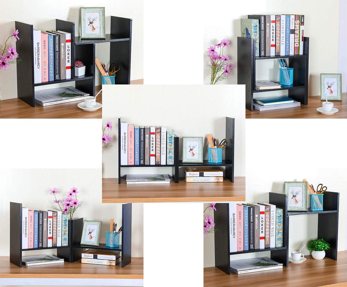Mass Desktop Bookshelf Freestanding Wooden Countertop Bookcase Accessories Organizer Display Rack Dorm Desk Storage Shelf