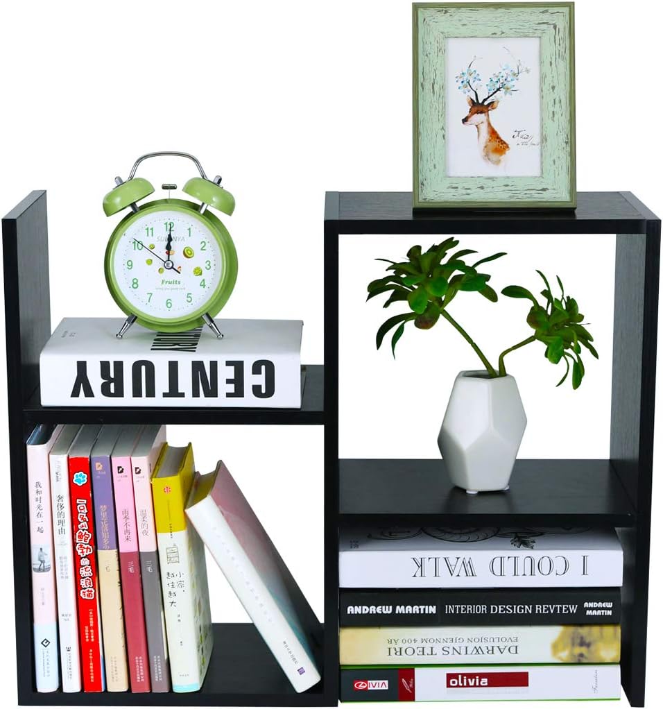 Mass Desktop Bookshelf Freestanding Wooden Countertop Bookcase Accessories Organizer Display Rack Dorm Desk Storage Shelf