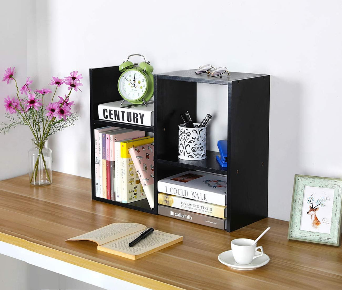 Mass Desktop Bookshelf Freestanding Wooden Countertop Bookcase Accessories Organizer Display Rack Dorm Desk Storage Shelf