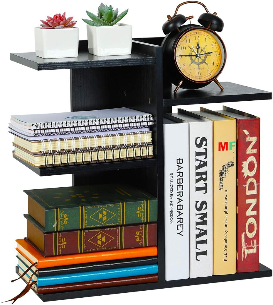 Mass Desktop Bookshelf Freestanding Wooden Countertop Bookcase Accessories Organizer Display Rack Dorm Desk Storage Shelf