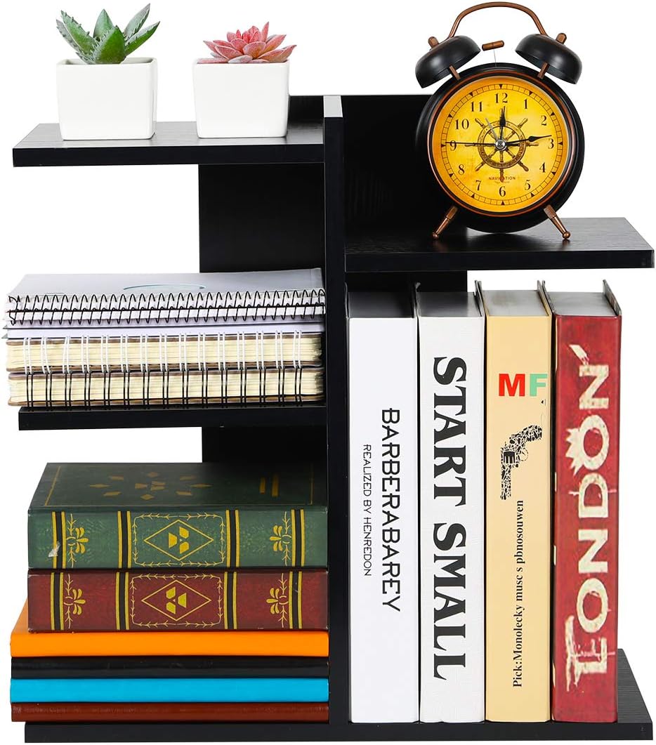 Mass Desktop Bookshelf Freestanding Wooden Countertop Bookcase Accessories Organizer Display Rack Dorm Desk Storage Shelf