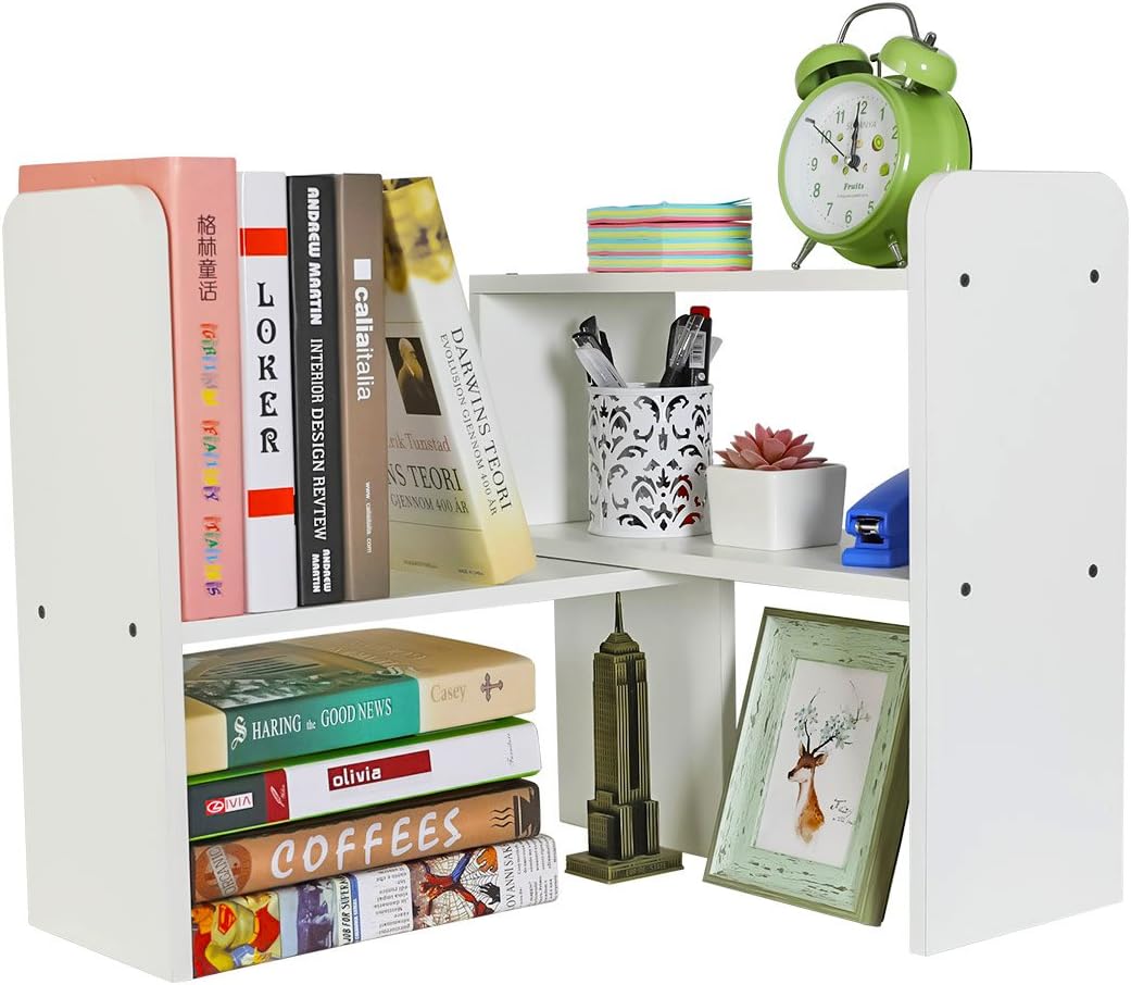 Mass Desktop Bookshelf Freestanding Wooden Countertop Bookcase Accessories Organizer Display Rack Dorm Desk Storage Shelf