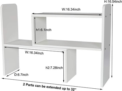 Mass Desktop Bookshelf Freestanding Wooden Countertop Bookcase Accessories Organizer Display Rack Dorm Desk Storage Shelf