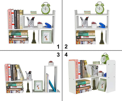 Mass Desktop Bookshelf Freestanding Wooden Countertop Bookcase Accessories Organizer Display Rack Dorm Desk Storage Shelf