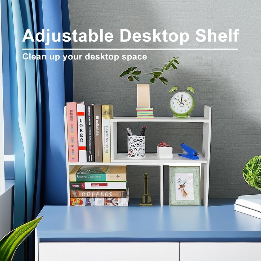 Mass Desktop Bookshelf Freestanding Wooden Countertop Bookcase Accessories Organizer Display Rack Dorm Desk Storage Shelf