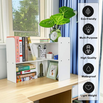 Mass Desktop Bookshelf Freestanding Wooden Countertop Bookcase Accessories Organizer Display Rack Dorm Desk Storage Shelf