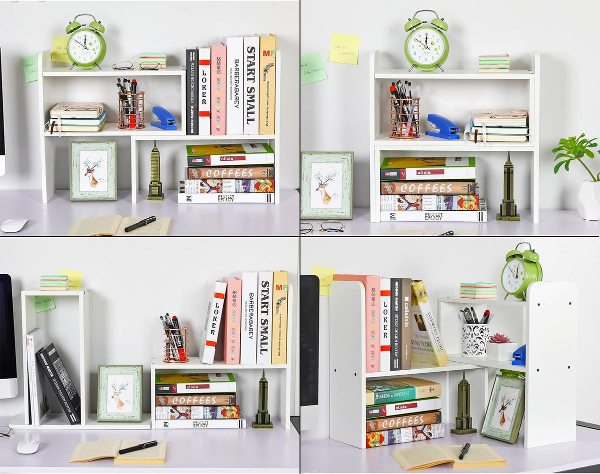 Mass Desktop Bookshelf Freestanding Wooden Countertop Bookcase Accessories Organizer Display Rack Dorm Desk Storage Shelf