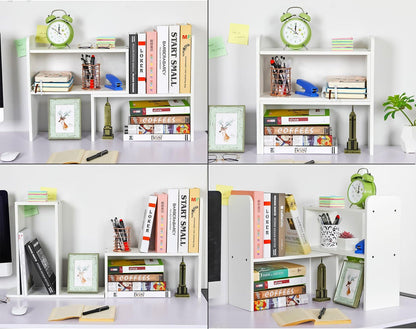 Mass Desktop Bookshelf Freestanding Wooden Countertop Bookcase Accessories Organizer Display Rack Dorm Desk Storage Shelf