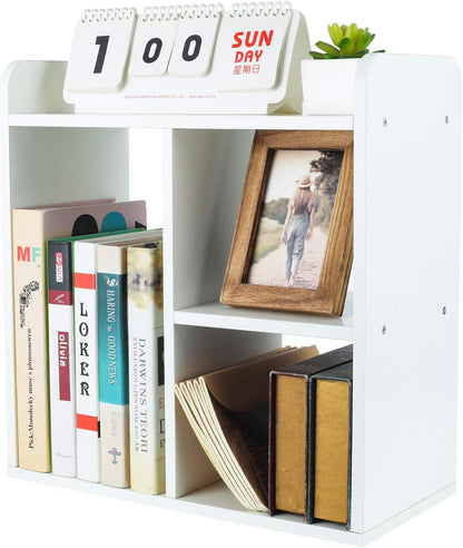 Mass Desktop Bookshelf Freestanding Wooden Countertop Bookcase Accessories Organizer Display Rack Dorm Desk Storage Shelf