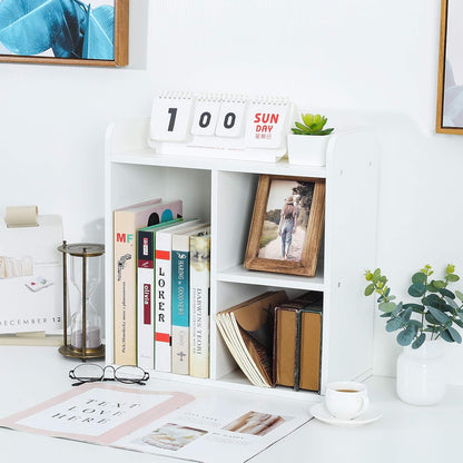 Mass Desktop Bookshelf Freestanding Wooden Countertop Bookcase Accessories Organizer Display Rack Dorm Desk Storage Shelf