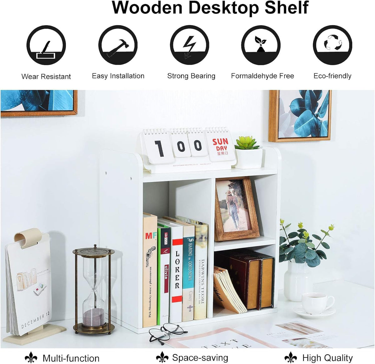 Mass Desktop Bookshelf Freestanding Wooden Countertop Bookcase Accessories Organizer Display Rack Dorm Desk Storage Shelf