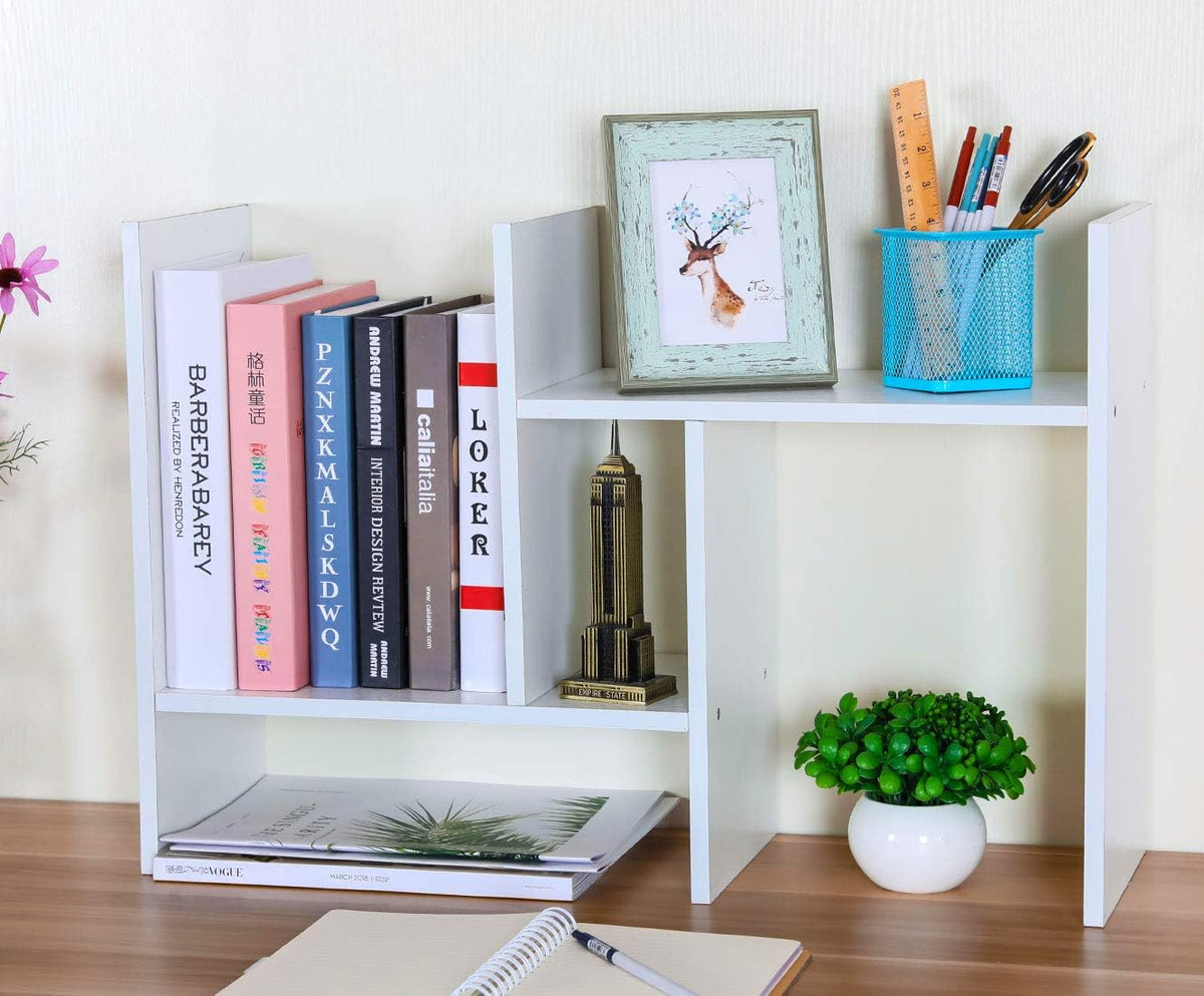Mass Desktop Bookshelf Freestanding Wooden Countertop Bookcase Accessories Organizer Display Rack Dorm Desk Storage Shelf