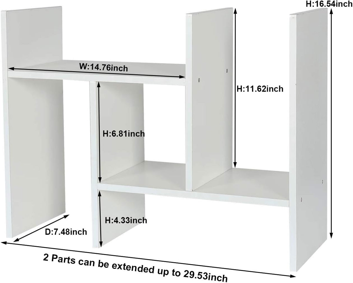 Mass Desktop Bookshelf Freestanding Wooden Countertop Bookcase Accessories Organizer Display Rack Dorm Desk Storage Shelf