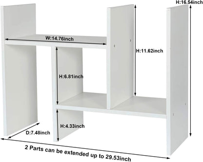 Mass Desktop Bookshelf Freestanding Wooden Countertop Bookcase Accessories Organizer Display Rack Dorm Desk Storage Shelf