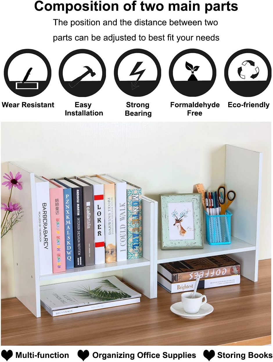 Mass Desktop Bookshelf Freestanding Wooden Countertop Bookcase Accessories Organizer Display Rack Dorm Desk Storage Shelf