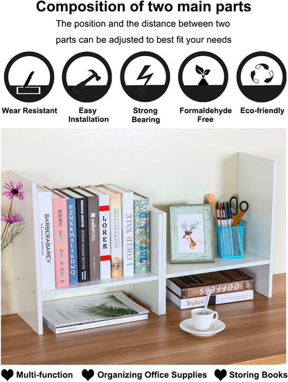 Mass Desktop Bookshelf Freestanding Wooden Countertop Bookcase Accessories Organizer Display Rack Dorm Desk Storage Shelf