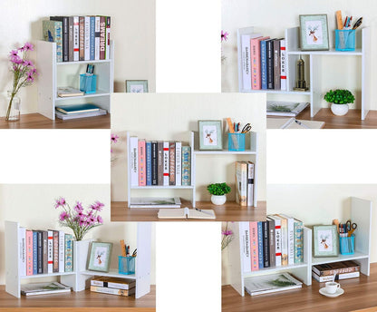 Mass Desktop Bookshelf Freestanding Wooden Countertop Bookcase Accessories Organizer Display Rack Dorm Desk Storage Shelf