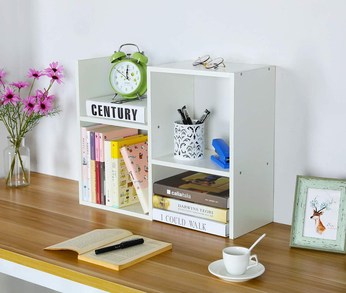 Mass Desktop Bookshelf Freestanding Wooden Countertop Bookcase Accessories Organizer Display Rack Dorm Desk Storage Shelf