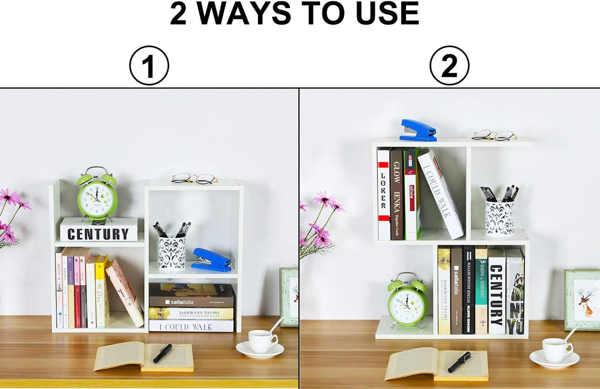 Mass Desktop Bookshelf Freestanding Wooden Countertop Bookcase Accessories Organizer Display Rack Dorm Desk Storage Shelf