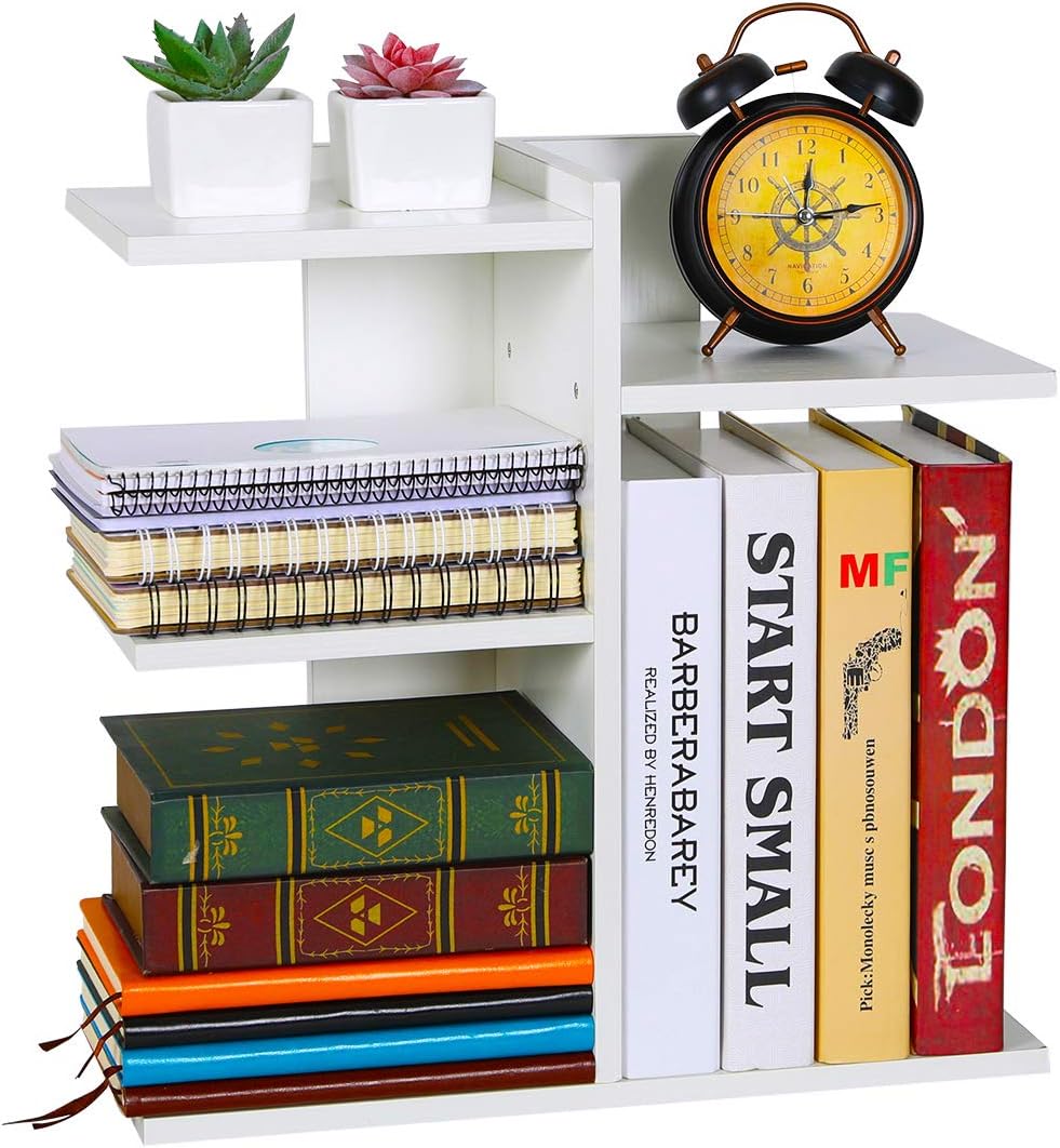 Mass Desktop Bookshelf Freestanding Wooden Countertop Bookcase Accessories Organizer Display Rack Dorm Desk Storage Shelf