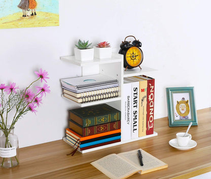 Mass Desktop Bookshelf Freestanding Wooden Countertop Bookcase Accessories Organizer Display Rack Dorm Desk Storage Shelf
