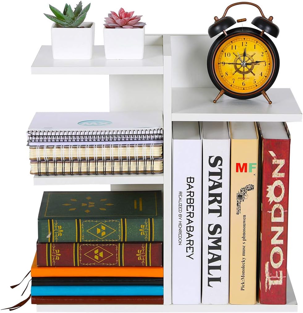 Mass Desktop Bookshelf Freestanding Wooden Countertop Bookcase Accessories Organizer Display Rack Dorm Desk Storage Shelf