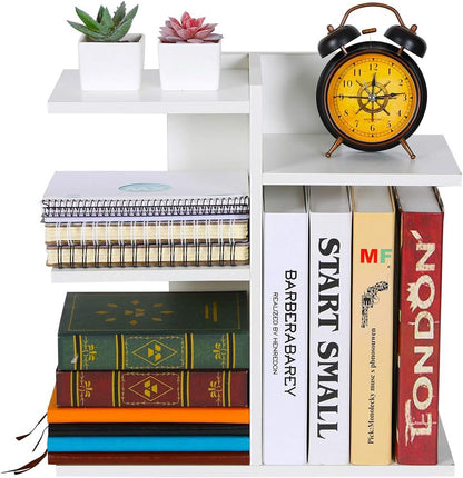 Mass Desktop Bookshelf Freestanding Wooden Countertop Bookcase Accessories Organizer Display Rack Dorm Desk Storage Shelf