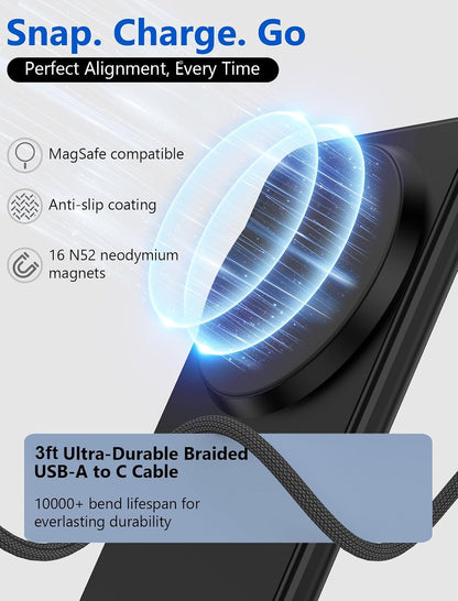 for MagSafe Charger - Magnetic Wireless Charger for iPhone 12-17, Black