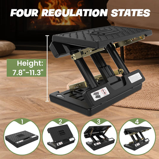 Foot Rest for Under Desk at Work, 4-Adjustable, Detachable Pad, Ergonomic
