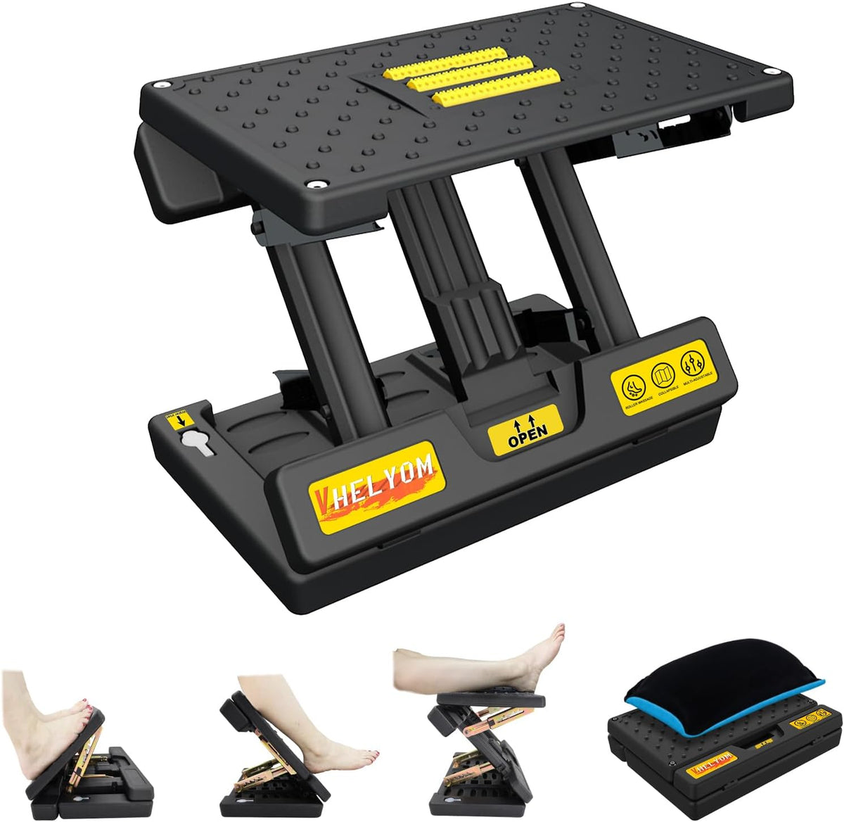 Foot Rest for Under Desk at Work, 4-Adjustable, Detachable Pad, Ergonomic