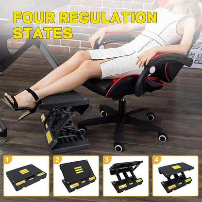 Foot Rest for Under Desk at Work, 4-Adjustable, Detachable Pad, Ergonomic