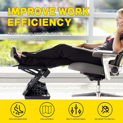 Foot Rest for Under Desk at Work, 4-Adjustable, Detachable Pad, Ergonomic