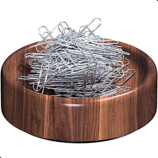® Magnetic Walnut Wood Paper Clip Holder,Durable Wooden Magnetic Paper Clip Dispenser Metal Pin Organizer Holder Box Large Capacity for School Office Home Paper Clip Holder for Desk