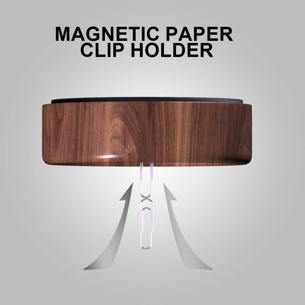 ® Magnetic Walnut Wood Paper Clip Holder,Durable Wooden Magnetic Paper Clip Dispenser Metal Pin Organizer Holder Box Large Capacity for School Office Home Paper Clip Holder for Desk