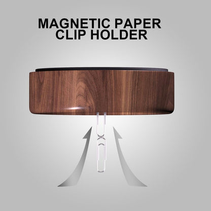 ® Magnetic Walnut Wood Paper Clip Holder,Durable Wooden Magnetic Paper Clip Dispenser Metal Pin Organizer Holder Box Large Capacity for School Office Home Paper Clip Holder for Desk