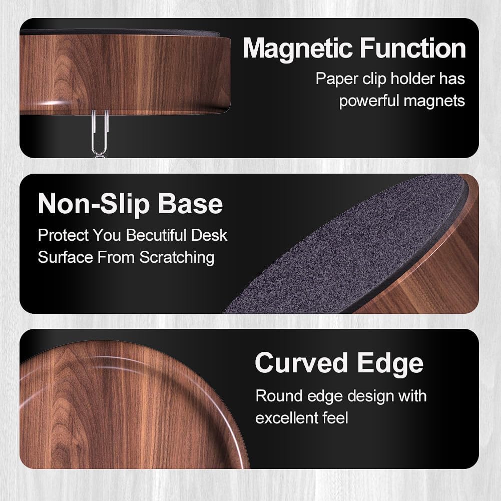 ® Magnetic Walnut Wood Paper Clip Holder,Durable Wooden Magnetic Paper Clip Dispenser Metal Pin Organizer Holder Box Large Capacity for School Office Home Paper Clip Holder for Desk