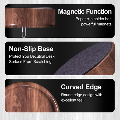 ® Magnetic Walnut Wood Paper Clip Holder,Durable Wooden Magnetic Paper Clip Dispenser Metal Pin Organizer Holder Box Large Capacity for School Office Home Paper Clip Holder for Desk