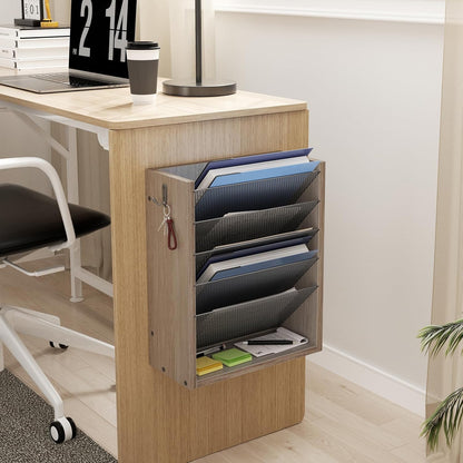 Mail Organizer Wall Mounted, 6-Slot Hanging File Organizer with Key Holder